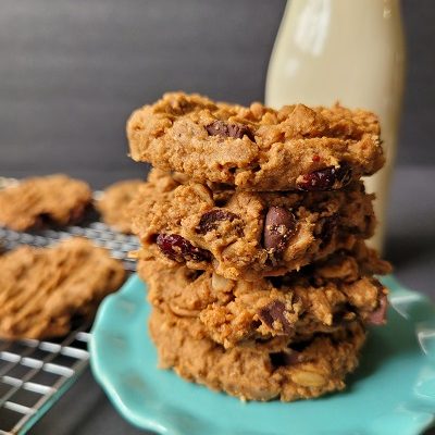 Flourless, Oil Free, Gluten Free, Chocolate Chunk and Cranberry Soft Cookies