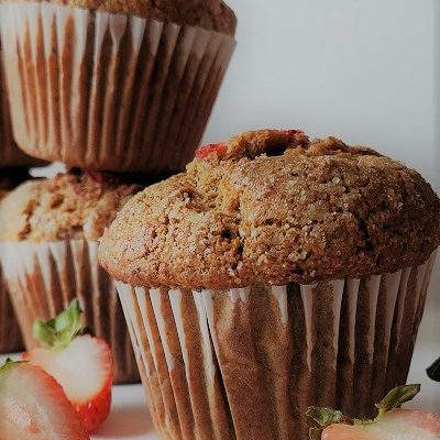 Strawberry and Flaxseed Vegan Muffins