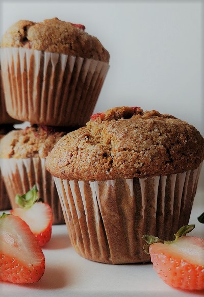 Strawberry and Flaxseed Vegan Muffins