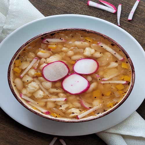 Vegan Hominy Lima and Great Northern Bean White Chili