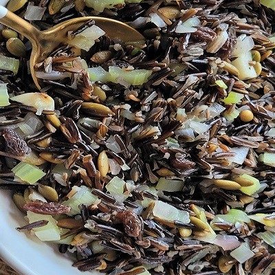 Vegan, Warm Raisin and Wild Rice Salad